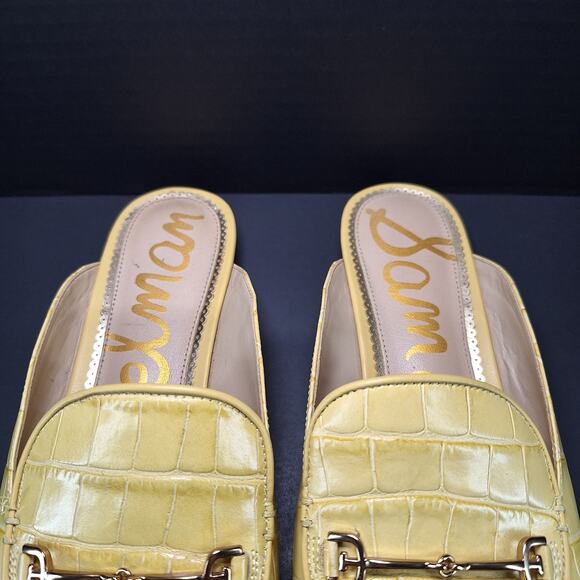Sam Edelman Laurna Pastel Yellow Crocodile Leather Mule Flats Loafers Women's 9M - Picture 6 of 14